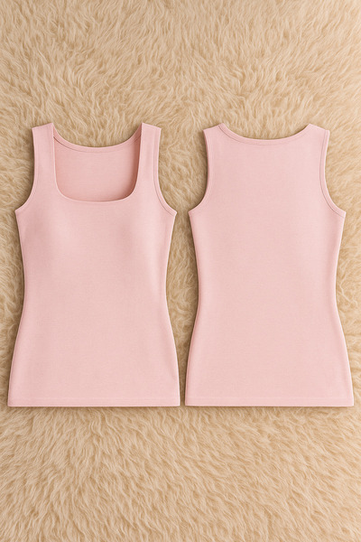 QKK Women's Square Neck Strap Cotton Lycra Combed Cotton 2-Piece Undershirt Q6K0K1T4Ka