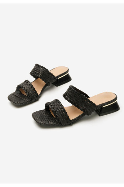 B T Shoes Černé pantofle na podpatku Cindi V2