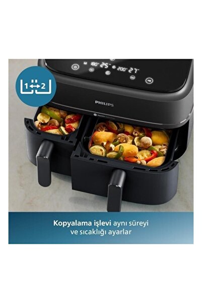 Philips Çift Hazneli Airfryer, 9l Toplam Kapasite, 2 Hazneli Airfryer, Rapid Air Teknolojisi, Onerou