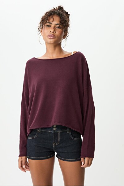 Stradivarius Boat neck cropped sweater