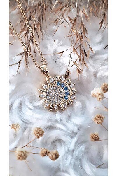 Serenity Ay Güneş Tek Zincir Mıknatıssız Çelik Kolye