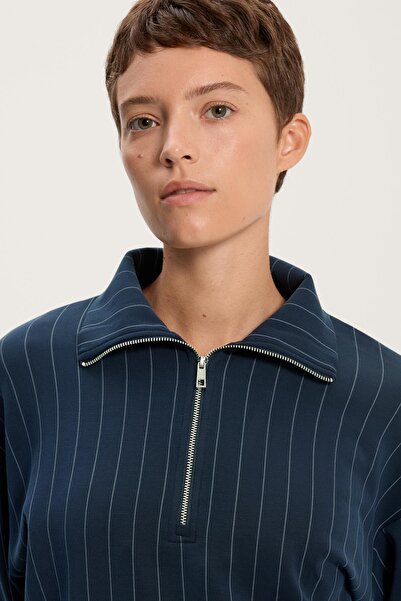 Oysho Yarım fermuarlı, çizgili, modal ve yumuşak dokunuşlu sweatshirt