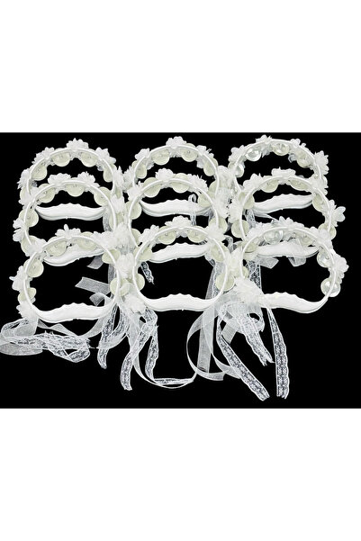 Muensu 5 Adet Beyaz Süslü Tef, Gelin, Nedime , Kına Gecesi Def, Üç Boyutlu La...