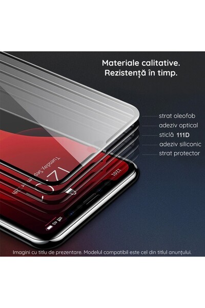 Flippy Tempered Glass Screen Protector for iPhone 15 Pro Max — HD Transparent, 9H, 111D, Black Edg