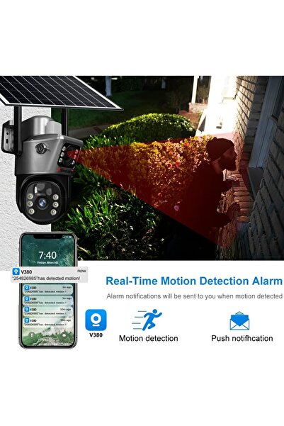 Generic Solar Security Camera with PTZ, WiFi Outdoor Camera with LED Lights, Solar Panel Powered, 1080P