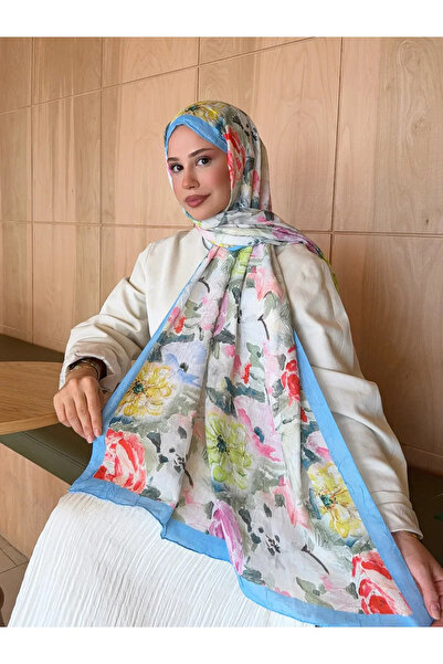 Nûda - Tarzın Değil , Tavrın Zarafeti Şal din bambus cu model de mătase Mira, culoare albastru