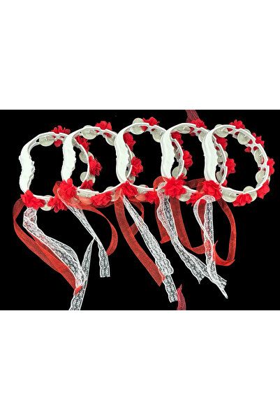 Muensu 5 Adet Beyaz Süslü Tef, Gelin, Nedime , Kına Gecesi Def, Üç Boyutlu La...