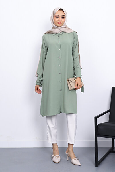 İmajButik Khaki Sleeve Laced Tunic