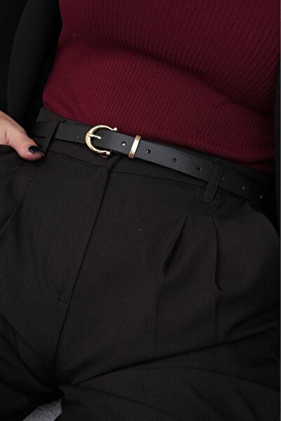 MODAM HİFA 2'Cm Gold Buckle Basic Women's Belt Dress Belt Trouser Belt Classic Belt Jeans Belt Waist Belt