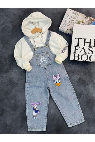 Mişsa Bebe Girl's Jeans Salopet Denim 3-6 Years 2 Pieces