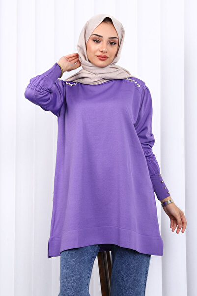 İmajButik Purple Shoulder Stone Cold Yarn Knitwear Tunic