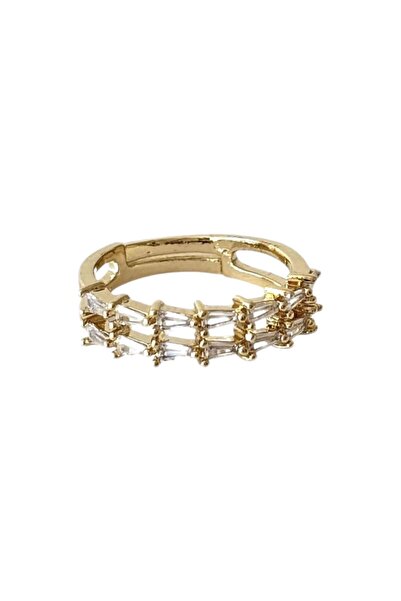 Sense of Atelier خاتم مينيمال مرصع بالحجارة على صفين - ذهبي