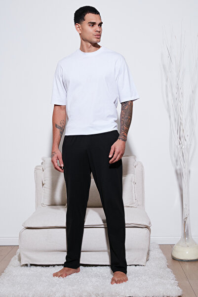 Buratti Бавовняні штани з прямим кроєм, нормальною талією, прямими штанинами та кишенями Чоловічі піжамні штани 6574003