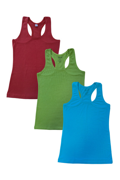 Hmd Women's 3-Pack Colorful Cotton Lycra Slim Fit Strap Tank Top - Comfortable Underwear
