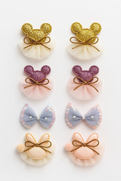 LOGO AKSESUAR Kız Çocuk Çok Renkli Fiyonk Klips Toka Set