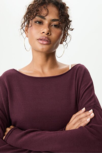 Stradivarius Boat neck cropped sweater