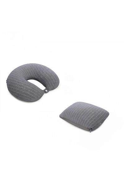 Flippy Travel Pillow, , 2 in 1, with Memory Foam Particles, Gray
