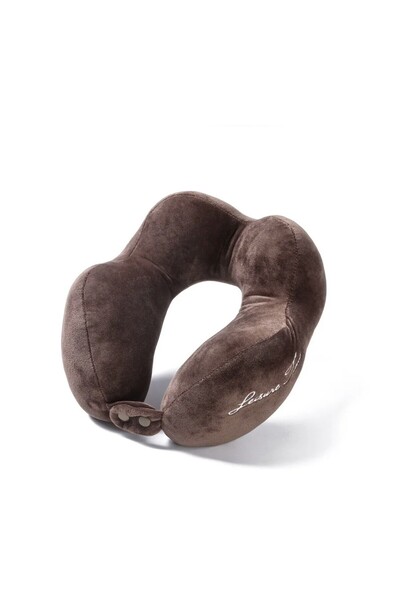 Flippy Flippy Cotton Neck Travel Pillow with 4 Lumps, Adjustable, Brown