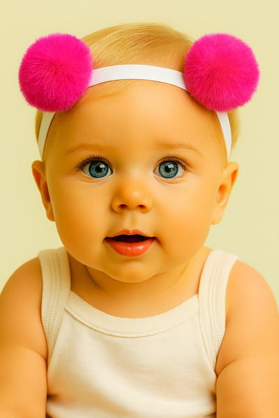 Eray Kids Girl's Plush Pom Pom Detailed 2-Piece Bandana Set (6-24 Months)