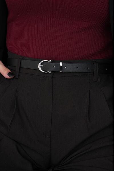 MODAM HİFA 2'Cm Silver Buckle Basic Women's Belt Dress Belt Trouser Belt Classic Belt Jeans Belt Waist Belt