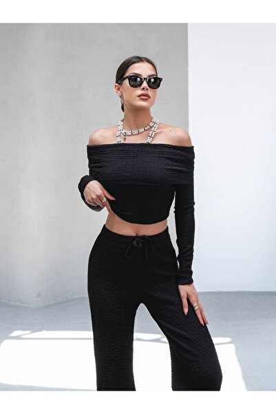 MY DEPO Women's Madonna Collar Cropped Trendy Bubble Suit