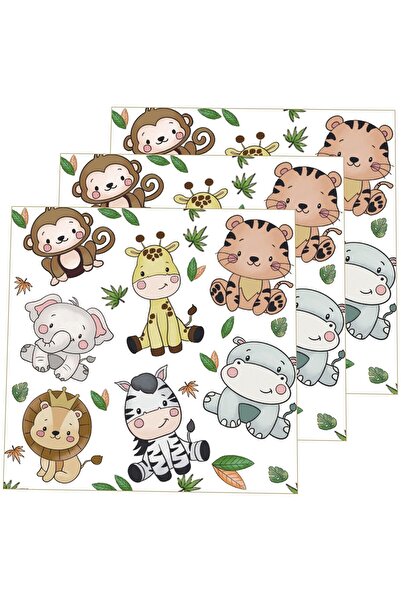 Flippy Set of 20 Table Napkins, Flippy, Jungle Print, Paper, 16.5 x 16.5 cm, Multicolor