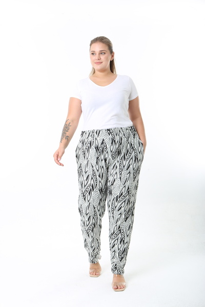 XL Modam Winter Patterned High Waist Women's Plus Size Pants