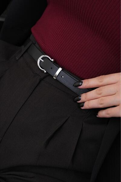 MODAM HİFA 2'Cm Silver Buckle Basic Women's Belt Dress Belt Trouser Belt Classic Belt Jeans Belt Waist Belt