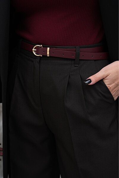 MODAM HİFA 2'Cm Gold Buckle Basic Women's Belt Dress Belt Trouser Belt Classic Belt Jeans Belt Waist Belt