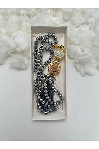 lenagiftworkshop سبحة كريستال رمادية في علبة هدايا (حج - عمرة - مولد - بوتشا)