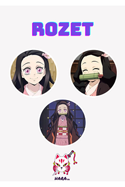 Hara Company Demon Slayer ( İblis Keser ) Animesi Nezuko Anime Rozet Seti (3’LÜ)