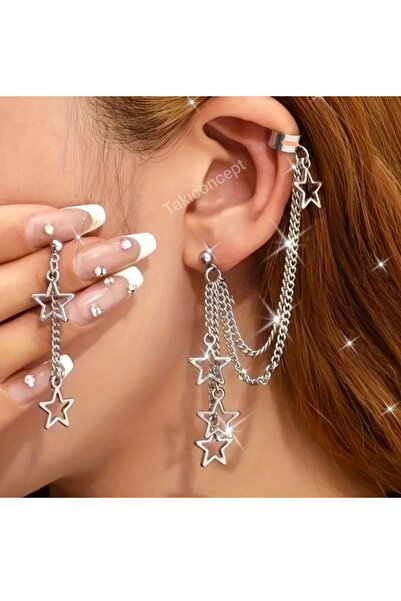 TakıConcept Yıldız Detaylı Kıkırdak Küpe