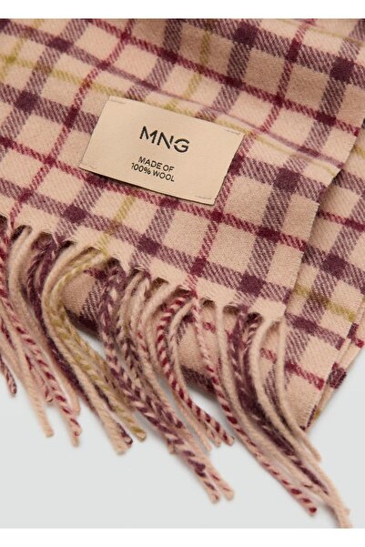 MANGO Woman Yünlü kareli şal