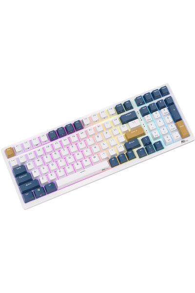 ROYAL KLUDGE RK98 Beyaz-Mavi Rgb Kablosuz Us Gaming Klavye