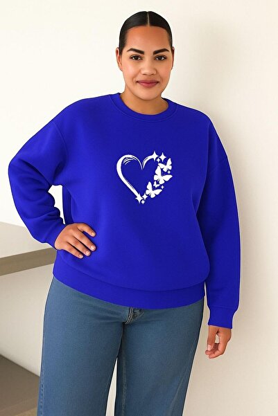 DM DOLCE MORE سترة رياضية كبيرة الحجم للجنسين مطبوعة بتصميم قلب وفراشة من الق...