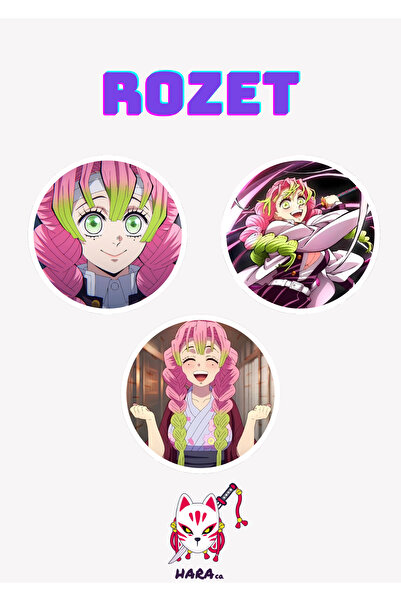 Hara Company Demon Slayer ( İblis Keser ) Animesi Mitsuri Anime Rozet Seti (3...