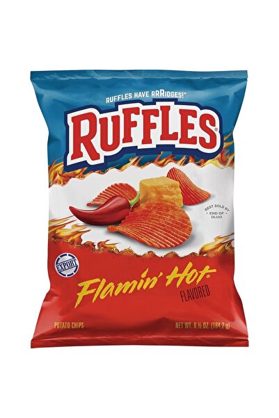 Ruffles Rufflles Flaming Hot Flavored Potato Chips 6.5 OZ (184g) - Export x 4 Pcs