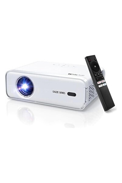 AURZEN Eazze D1 Akıllı Projektör Wifi ve Bluetooth - Yerel 1080P Film - Beyaz