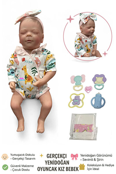 hediyecik Gerçekçi Yenidoğan Oyuncak Kız Bebek-Koleksiyon Bebek 43 cm
