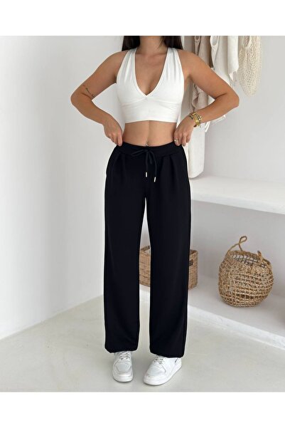 Noa Noa Modal Fabric Trousers with Elastic Waist and Leg Detail