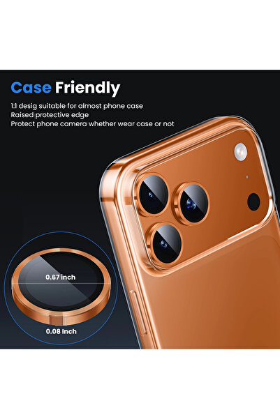 Lopard iPhone 17 Pro/17 Pro Max Kamera Koruyucu Gece Çekim Destekli Premium Safir Lens Koruma Parlak Temper