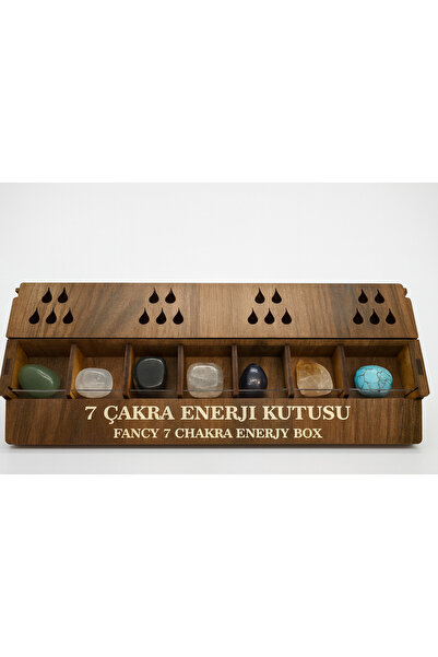 Efulim Hediyelik 7 Chakra Energy Box, Natural Stone Set, Meditation and Gift Box, Special Wooden Box, with Incense Gift