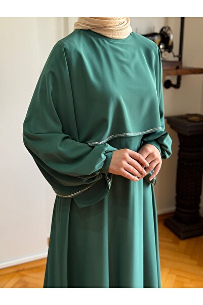 Navra Taşlı Kol Abiye 5066 zümrüt yeşili