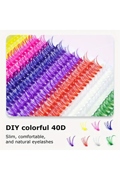 DIYEYELASH 280 Adet Cluster Rainbow Renkli Curl Takma Küme Kirpikler 16mm Doğal ve Yumuşak Büyük Göz Uzantısı