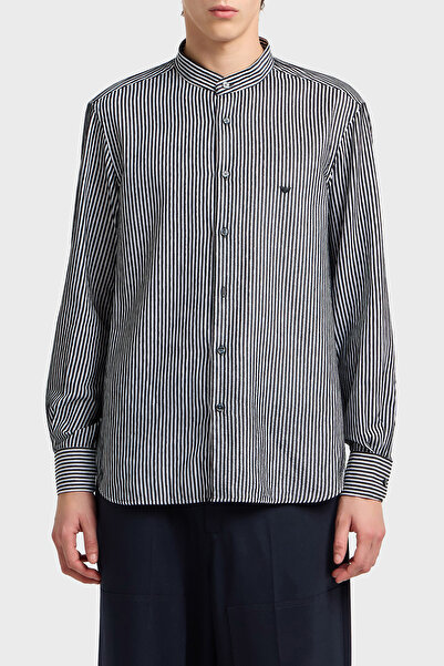 Emporio Armani Striped Cotton Regular Fit Judge Collar Shirt Men's Shirt Em003810 Af19840 Mb378