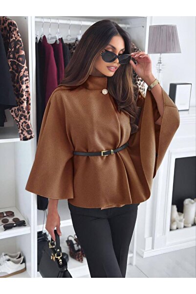 MAXORA SHOP Cape cu curea din stofă striată