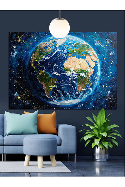 Tablo Mega Kıta Haritası Dünya Dekoratif Kanvas - Mdf Ahşap Tablo
