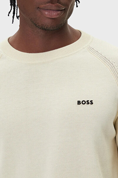 BOSS Pamuk Karışımlı Regular Fit Bisiklet Yaka Logolu Kazak Erkek KAZAK 50541938 131