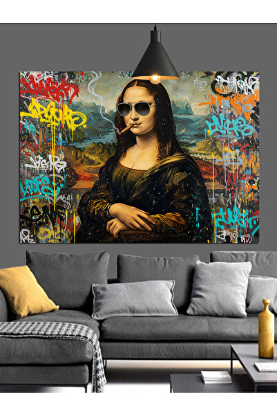 Tablo Mega Grafiti Mona Lisa Dekoratif Kanvas - Mdf Ahşap Tablo