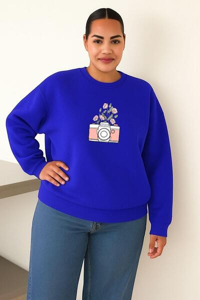 DM DOLCE MORE سترة رياضية كبيرة الحجم للجنسين مطبوعة بتصميم زهور من قماش القط...